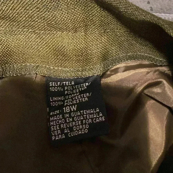 Olive Green 18 W Trousers with zipper button on the side with back elastic waist - Picture 6 of 8